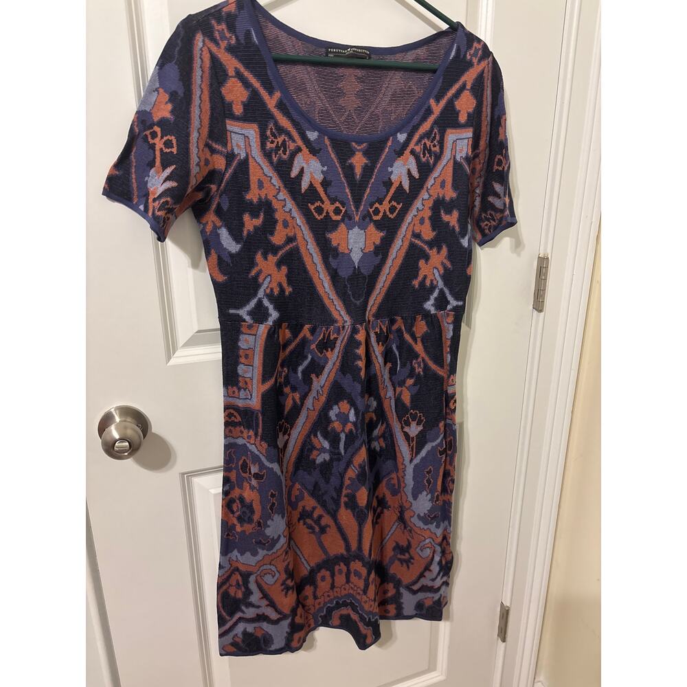 Peruvian Connection purple mauve design sweater dress Pima cotton sz m